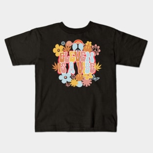 Retro 11th Birthday Shirt, Eleven Is a Vibe 11 Year Old Birthday Kids T-Shirt